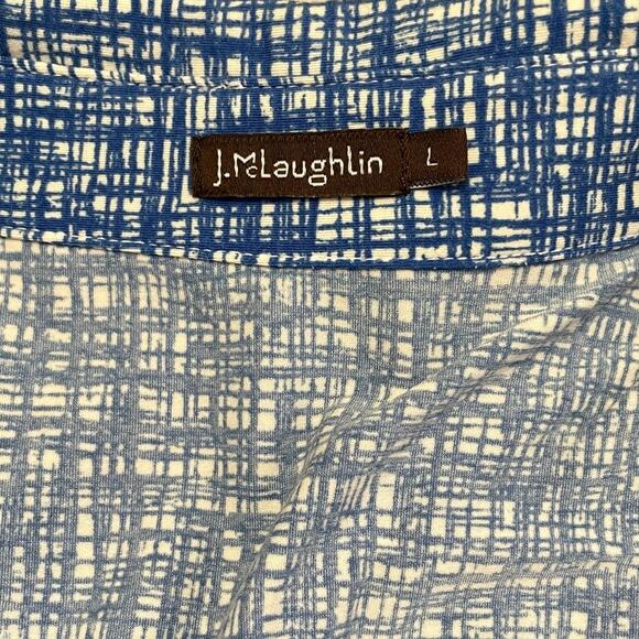 J. McLaughlin Catalina Cloth Button Front Top Blue Large Casual Classic Career - Picture 7 of 8